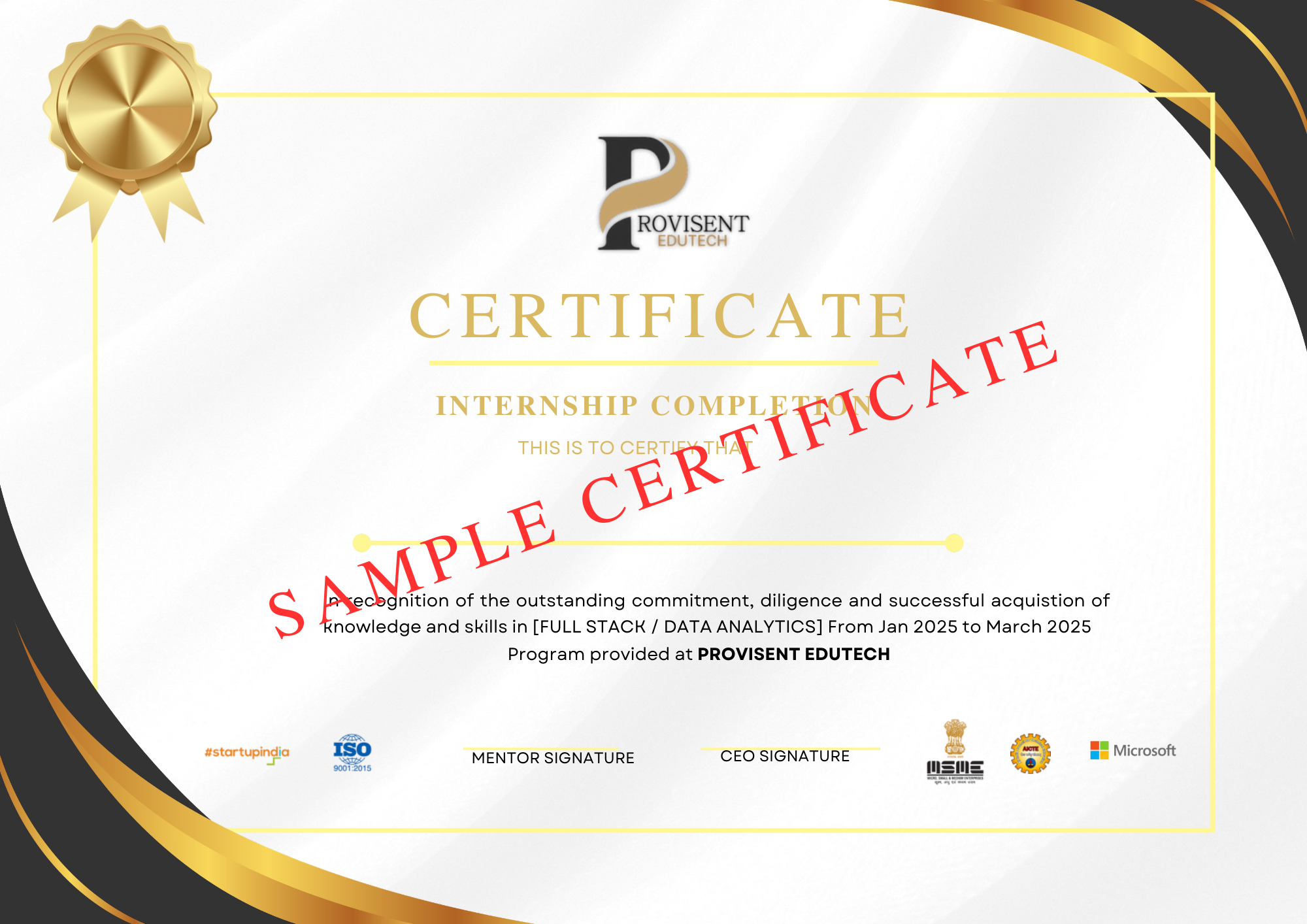 Internship Completion Certificate